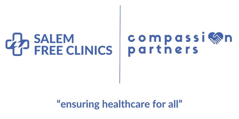 Salem Free Clinics logo with the Compassion Partners logo